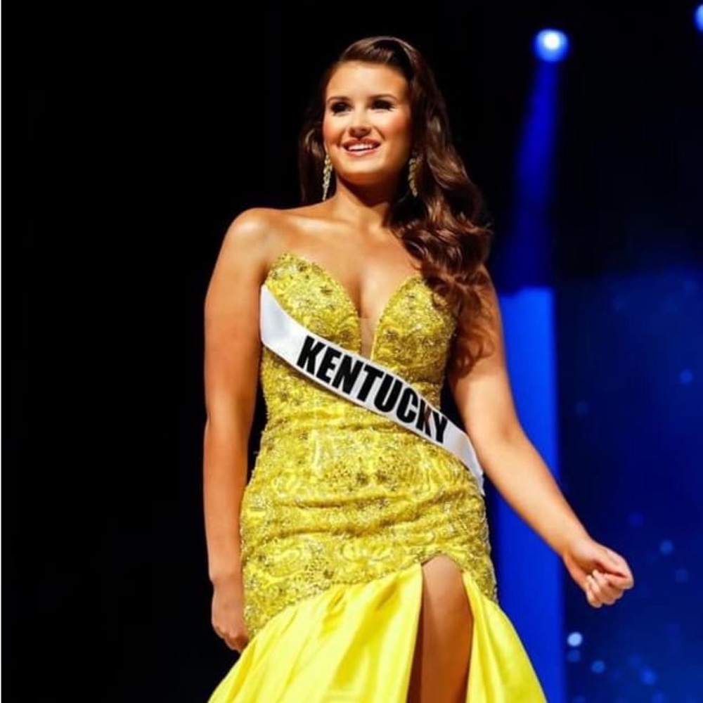 Yellow Evening Gown with Embellishments